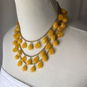 Anthropologie Triple Tier Yellow Teardrop Necklace